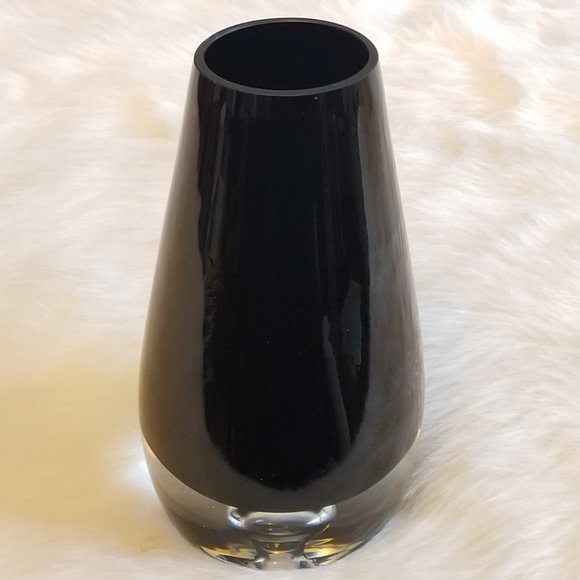 Other - Beautiful Hand Blown Black/Clear Vase